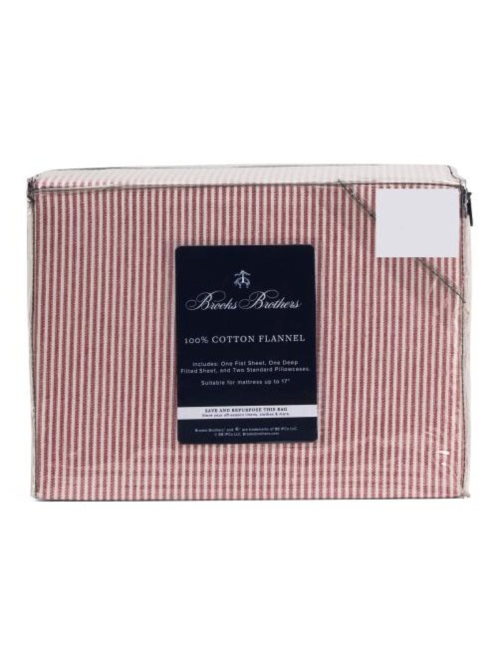 BROOKS BROTHERS Ticking Striped Flannel Sheet Set - Picture 1 of 3